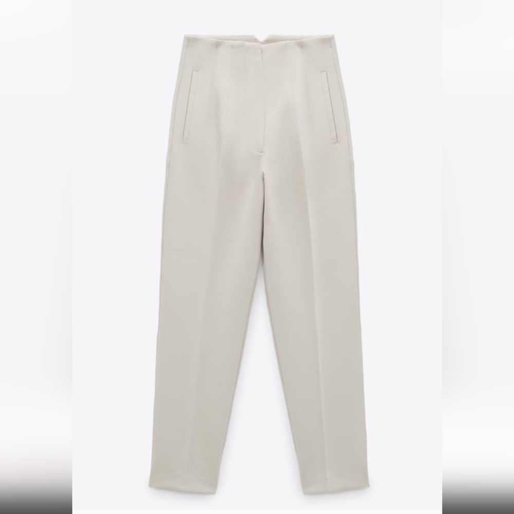 High waisted oyster white Zara trousers